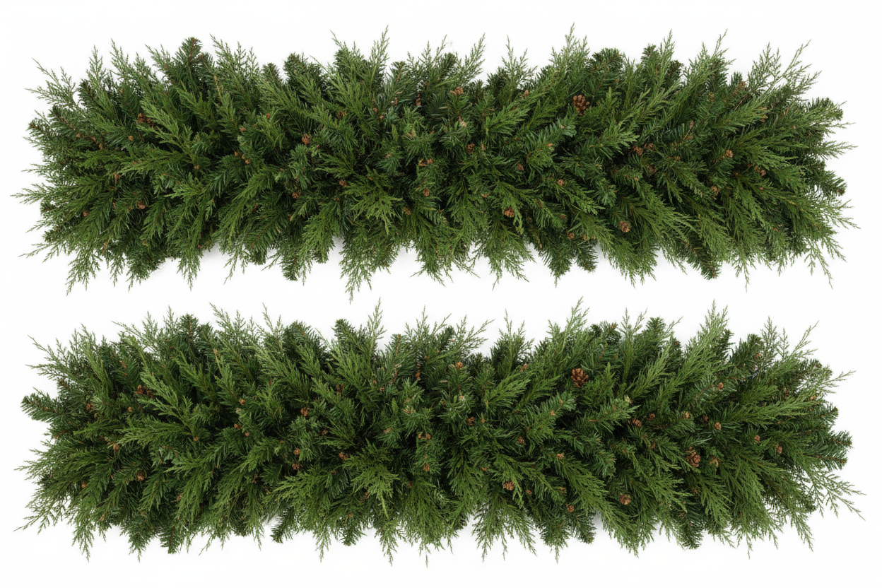 2 Festive Green Cedar Garland